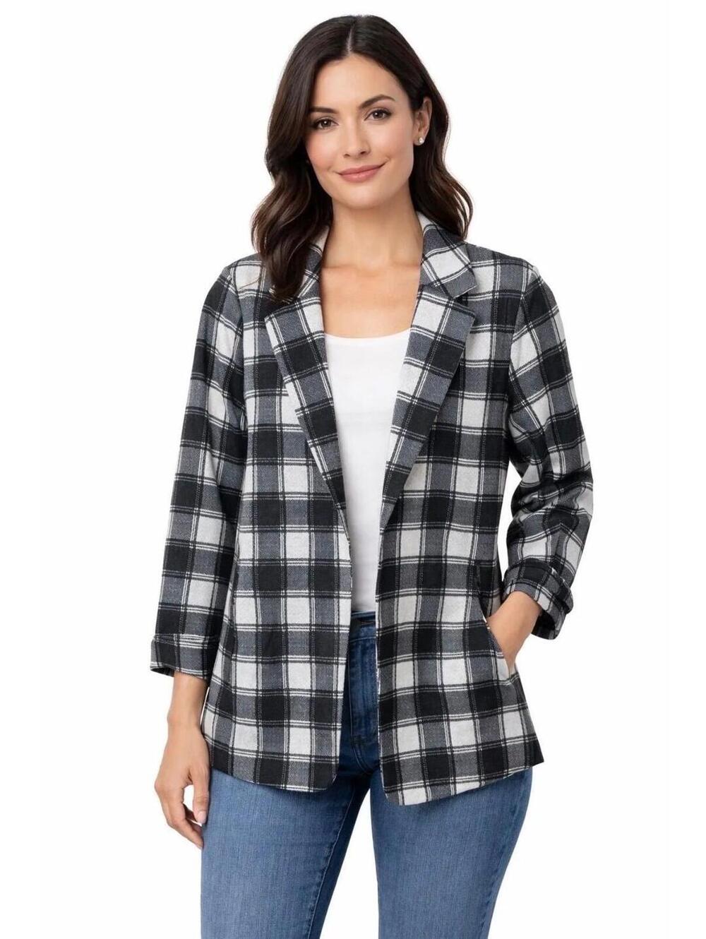 NWT Philosophy Black and White Plaid Blazer